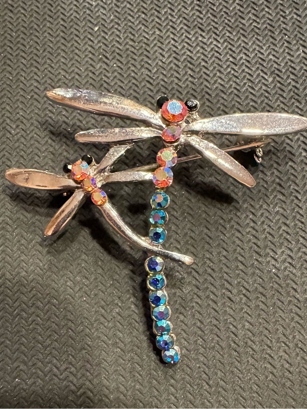 Crystal Dragonfly Brooch Pin in Iridescent Blue - Picture 2 of 3
